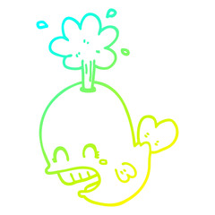 cold gradient line drawing cartoon spouting whale