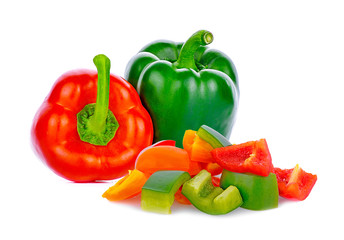 red ,green  pepper isolated on white background