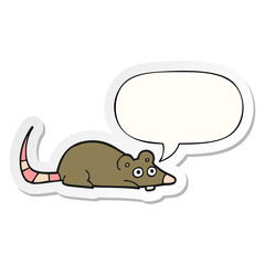 cartoon mouse and speech bubble sticker