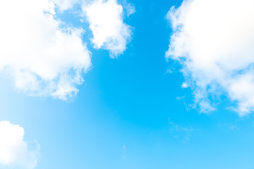 Nature Bright blue Sky with white clouds on blackground. Beautiful sky and clouds in the afternoon.