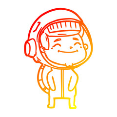 warm gradient line drawing happy cartoon astronaut