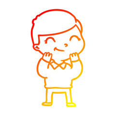warm gradient line drawing cartoon boy smiling