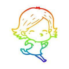 rainbow gradient line drawing cartoon woman