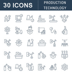 Set Vector Line Icons of Production Technology