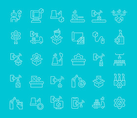 Set Vector Line Icons of Production Technology