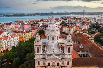 Portugal Lisbon Lapa basilica domes cityscape panorama