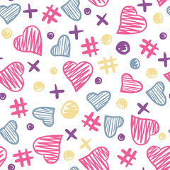 Hearts elements seamless pattern. 14 february. Valentine Day backdrop.
