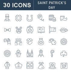 Set Vector Line Icons of Saint Patrick's Day