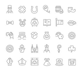 Set Vector Line Icons of Saint Patrick's Day