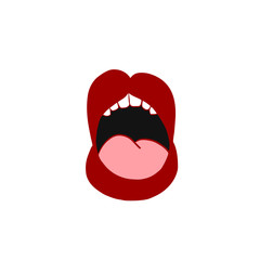 Open mouth hand drawn vector illustration in cartoon style