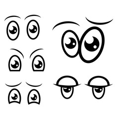 Obraz premium five different Eye Expression, curious, sleepy, anxious, eager, confuse, angry isolated on white