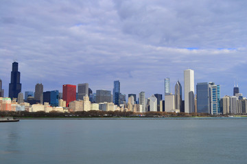 Fototapeta na wymiar Chicago City and Michigan Lake, Chicago, Illinois, USA,Beautiful Water and Sky