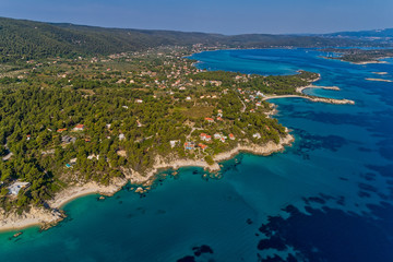 Fototapeta na wymiar View of Fava Beach at Chalkidiki, Greece. Aerial Photography.