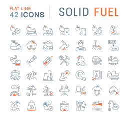 Set Vector Line Icons of Solid Fuel