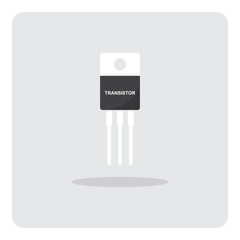 Vector design of flat icon, Transistor for electronic circuits board on isolated background.