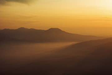 Crimean mountains in the sunset light
