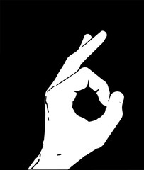 Illustration of OK gesture in vector on black background