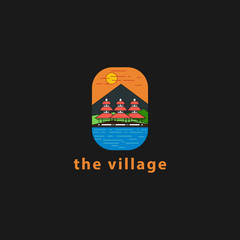 icon logo badge with village concept