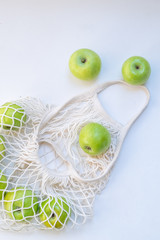 Zero waste eco friendly cotton bag with fruits (apples|),