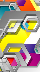 Abstract geometric background with hexagon, brights color compositions. Vector illustration
