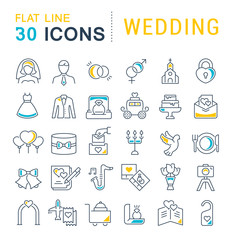 Set Vector Line Icons of Wedding