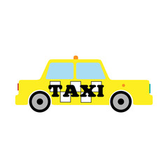 Side view of the taxi yellow. Isolated icon, logo, symbol. Vector illustration.