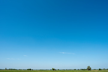 Obraz premium Blue sky background with green fields.