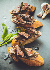 Chicken liver crostinis