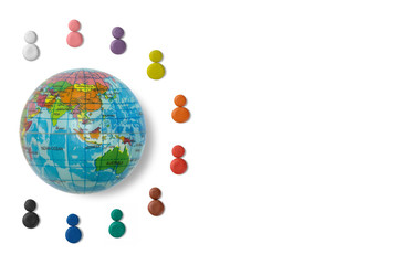 Colours of clay represent multiethnic of people around the world, with global ball toy