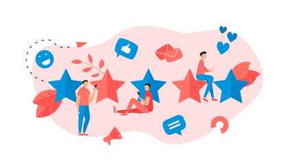 Five star customer rating. Concept of feedback.	