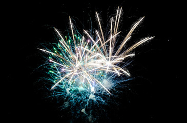 Colorful fireworks in the sky on black background
