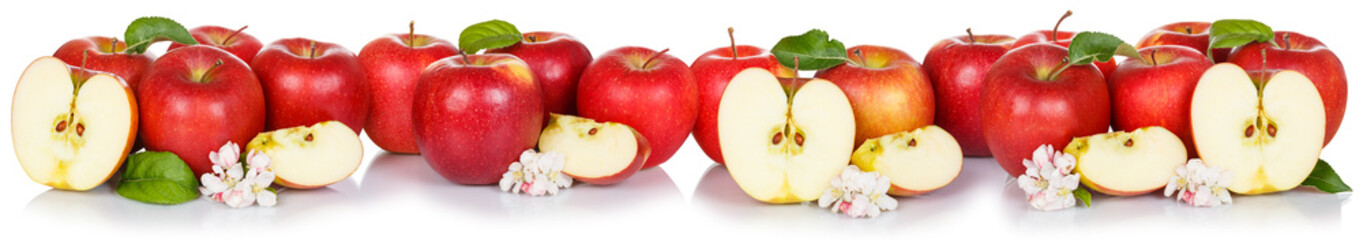 Red apple fruits apples fruit collection collage isolated on white