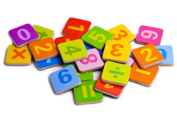 Math Number colorful on white background : Education study mathematics learning teach concept.