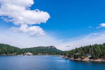 Fantastic view over ocean and mountains in Vancouver, Canada.