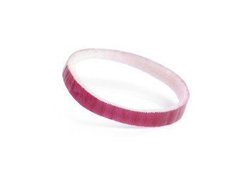 Sliced red onion ring on white background