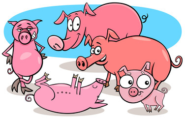 funny pigs farm animal cartoon characters