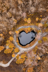 Obraz na płótnie Canvas Aerial view of the failure and underground lake in Ruskeala Park