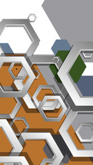Abstract geometric background with hexagon, middle ages color composition. Vector illustration