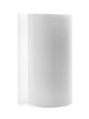 Roll of paper towels on white background