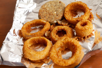 Baking Onion Rings and Veggie Burger