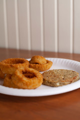 Veggie Burger and Onion Rings