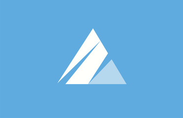 blue white A alphabet letter logo icon design sign