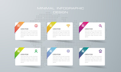 Fototapeta premium Infographic template with 6 options, workflow, process chart,Timeline infographics design vector can be used for workflow layout, diagram, annual report, web design, steps or processes. - Vector