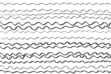 Monochrome pattern with waves. Universal waved texture. Abstract dinamic background. Doodle for design. Black and white illustration
