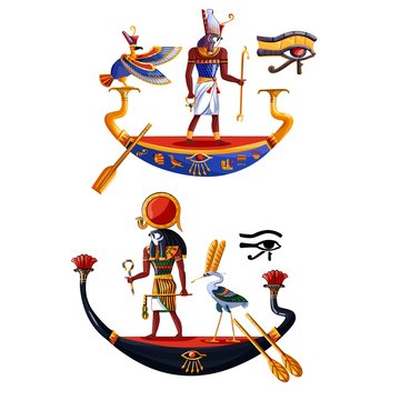 Ancient Egypt sun god Ra or Horus cartoon vector illustration