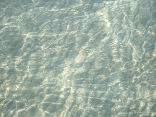 Fototapeta na wymiar clear water with shadows from the waves in the sand