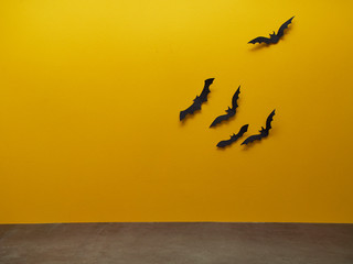 Halloween bat with yellow background