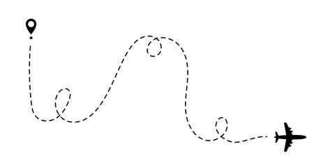 Airplane Track to Point. Line Way or Air Lines Path