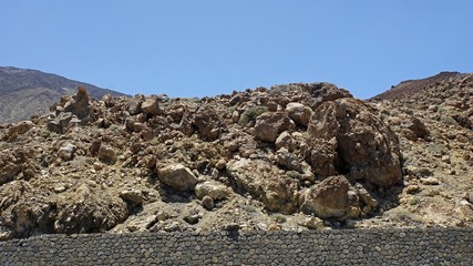 rough volcanic landscpae on teide volcano