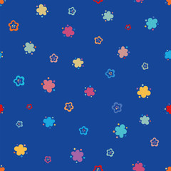 Fototapeta na wymiar Beautiful colorful seamless floral pattern, white flowers on blue background, ditsy style, folk flowers, great for spring or summer fabric print, wallpaper, banner, gift wrapping vector texture simple